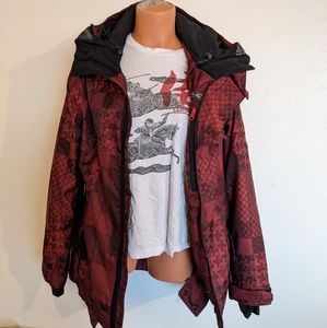 Oakley red pattern snow board jacket M